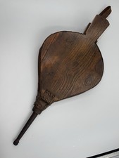Antique Fire Bellows Oak Wood Leather Cottage Fireplace Display Hearth Vintage