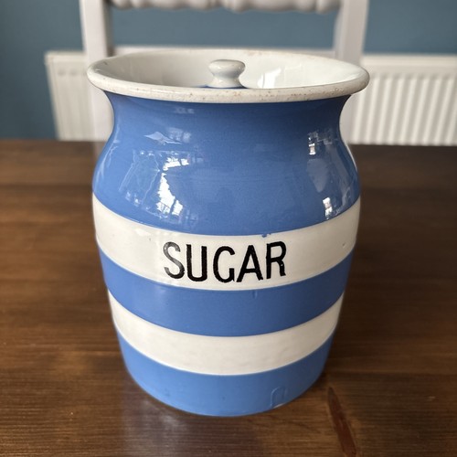 Green cornishware sugar - t,