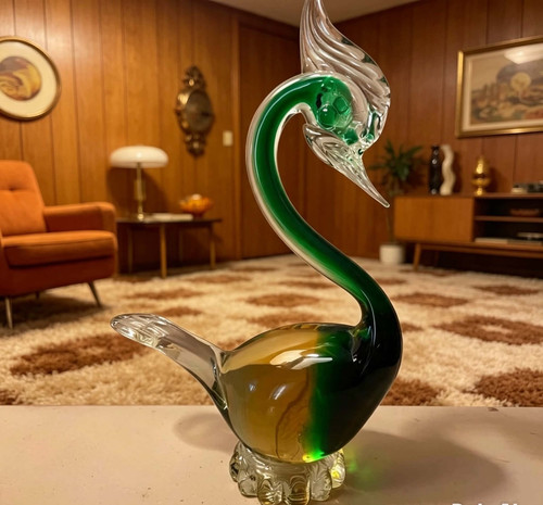 Murano glass swan bird - glass,