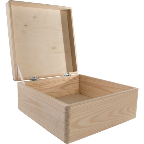 Square wooden storage box - wooden,
