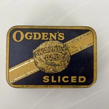 VINTAGE OGDEN’S SLICED WALNUT PLUG TOBACCO TIN C1930s