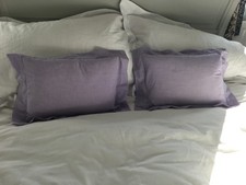 2 lavender coloured micro gingham cushions. Colonge & Cotton.