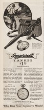 1928 Ingersoll Yankee Radiolite Ad Waterbury CT Vintage Pocket Watch Fly Fishing