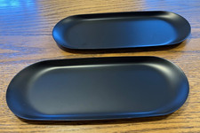 2 x Matt Black Steel Oval Tray Small, Candle tray Cosmetics Bathroom