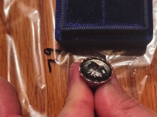 925 vintage hematite intaglio - vintage,