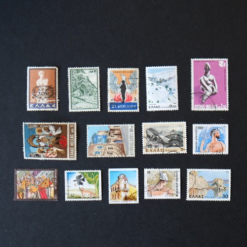 Vintage greece postage - vintage, stamps
