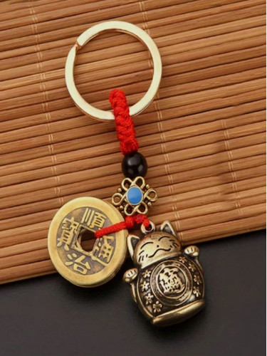 Lucky cat keychain with - lucky, 5