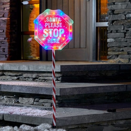 Light santa stop here - stop, sign
