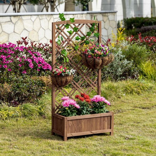 Garden planter with - with, trellis