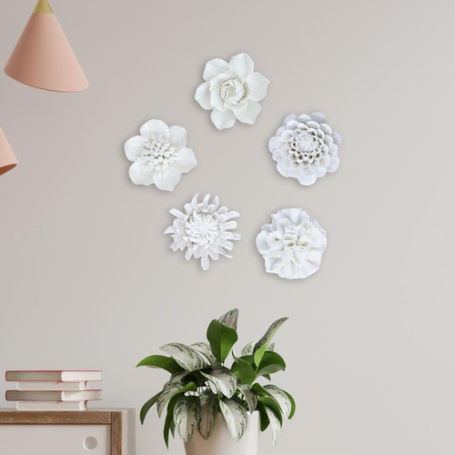 Ceramic flower wall art - ceramic,