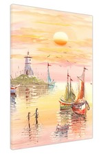 Mediterranean Lighthouse Canvas Wall Art Print for Living Room Decor