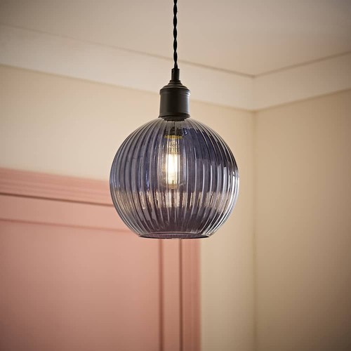 Navy blue lampshade ribbed - lampshade,
