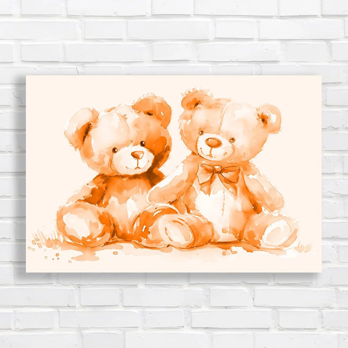 Cute teddy bears orange canvas - cute,