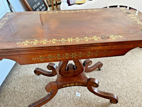 Regency card table with - regency, brass