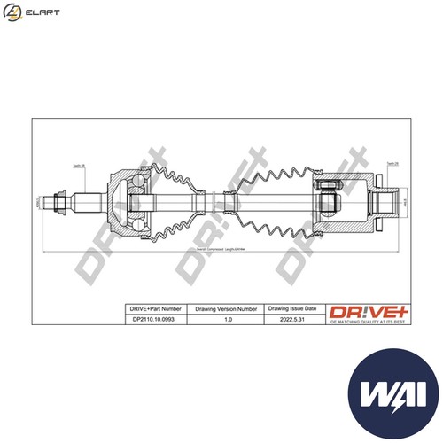 Drive shaft dp2110 0993 - shaft, dp2110.10.0993
