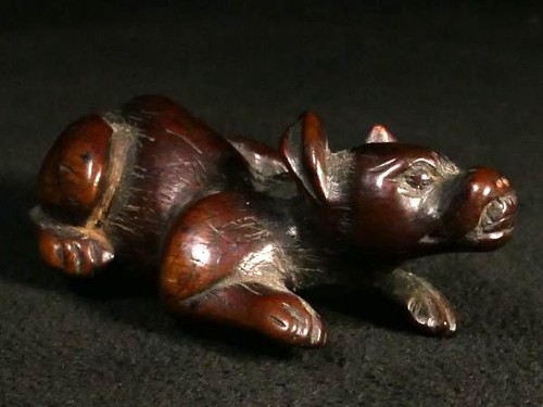 Japan antique wooden - , dog