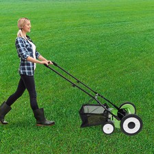 16" Manual Lawn Mower Hand Push Reel Walk-Behind Grass Catcher with 5 Blades UK