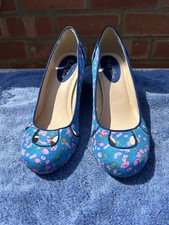 Ruby Shoo Blue With Pink Floral Court Shoe Size EU40 / UK 7