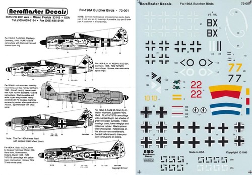 Aeromaster decals 72 - aeromaster, 1/72
