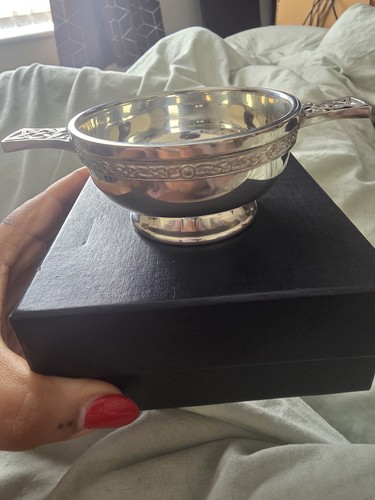 Vintage pewter quaich bowl - vintage,