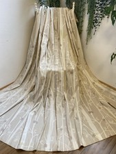 Laura Ashley Cottonwood Natural Beige Cotton Eyelet Curtains 66Wx84D Lined VGC