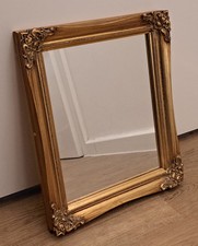 Gold Tone Ornate Decorative Rococo Gilt Framed Rectangular 12" Hanging Mirror