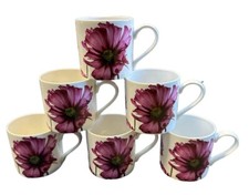 6 Rose Flower Mugs Fine Bone China  - Large Tea Mugs Coffee Cups Set 400ml