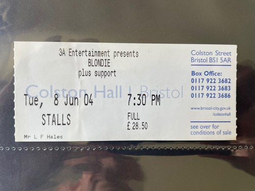 Blondie ticket 2004 - ticket,