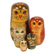 Set of 5 Cat Russian Dolls