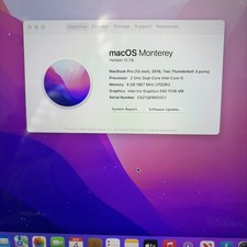 MacBook Pro 13" A1708 2016 Logic Board i5 2.0GHz 8GB 820-00875-01 EMC 2978 S4121