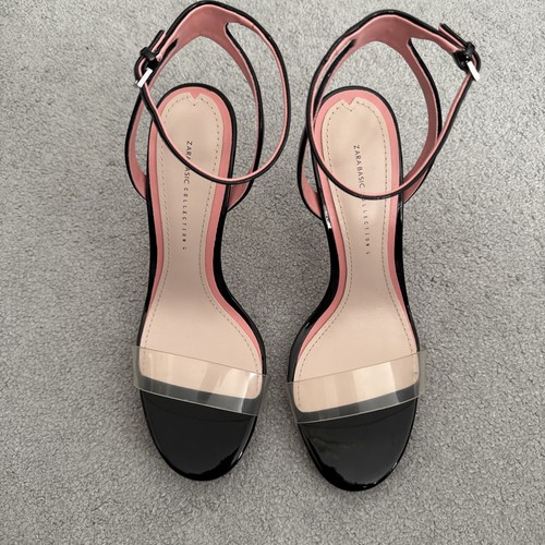 Zara basic strappy black faux - zara,