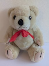 Henbrandt Teddy Bear With Movable Joints 4" sitting Red Ribbon.