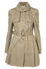 TOPSHOP Lace Up Skirted Fit Flare Floral Lined Corset Trench Mac UK10 PETITE