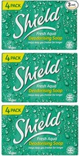 12 BARS OF VEGAN Ⓥ Shield Soap Aqua 12x115g, 3X4 PACK Cruelty Free Plant Based Ⓥ