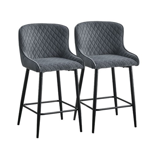 Grey velvet bar stools - 2x,