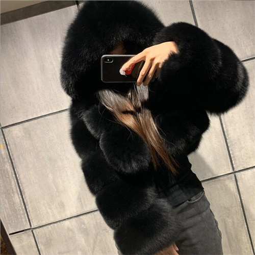 Women faux fur hood shaggy - women,