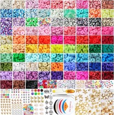 15000PCS Clay Beads for Bracelet Making Kit Clay Flat Polymer Beads Jewellery UK