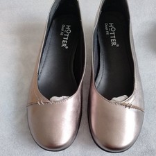 Ladies Hotter Robyn II pewter metallic leather flat shoes size 7  EXF New
