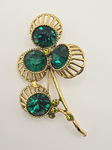 Gold tone green - green, round