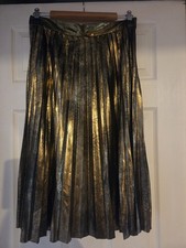 Zara Metallic Antique Gold Pleated Skirt Medium Brand New Without Tags 