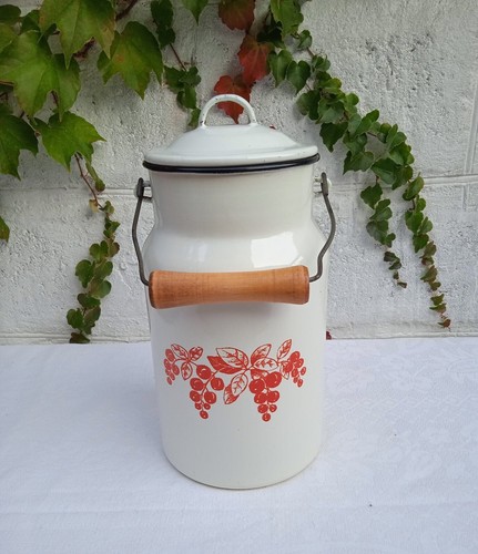 Vintage white enameled jug - vintage,