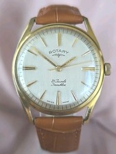 Stunning Mens Vintage Gold Plated ROTARY Linen Piepan Dial 21 Jewels Wristwatch