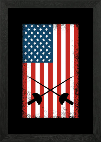 Fencing swords july 4th framed - fencing,