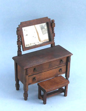 Vintage dolls house Elgin dressing table and stool.