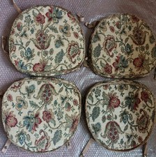 X4 ERCOL SEAT PADS  QUAKER,GOLDSMITH,FLEUR DE LYS DINING CHAIRS IN FLORAL DESIGN