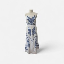 Zara blue & white embroidered