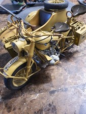 German WW2 Military R75 Atlas  BMW Motorcycle and Side Car Model Plastic Sand Y