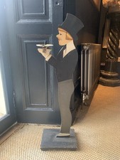 Antique Wooden Novelty French Dumb Waiter Butler ashtray 