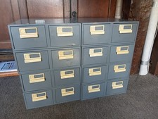 1960s 8 x 2 Drawer Bisley Card Index Drawer System - Metal Cabinet/Retro/Upcycle