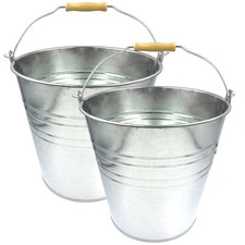 Galvanised Metal Bucket Handle Large Small Plant Pot Coal Planter Strong Steel